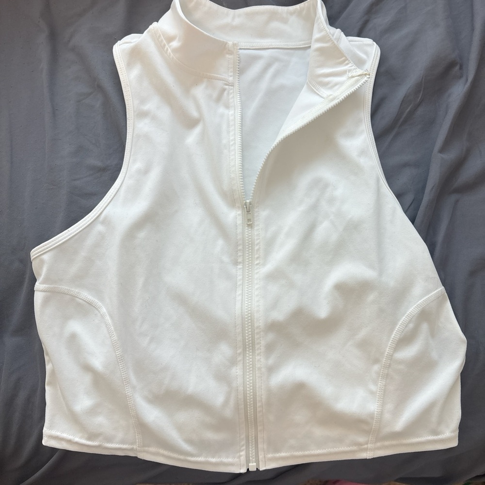 SHEIN White Zip-Up Crop Top